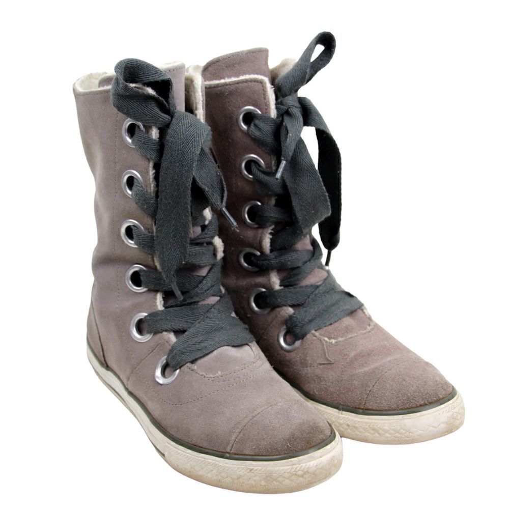 Converseย Chuck Taylor All-Star GRAY SUEDE LACE UP HIGHTโTOP SNEAKERS SHOES Szโ9